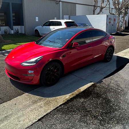“Let’s Go Baby” – look at this hot red Tesla with Cilajet!